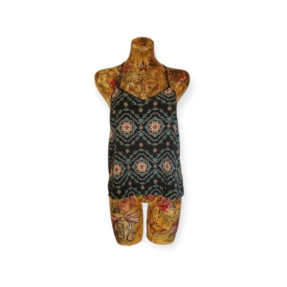 Hollister Black Printed Spaghetti Strap Tank Top